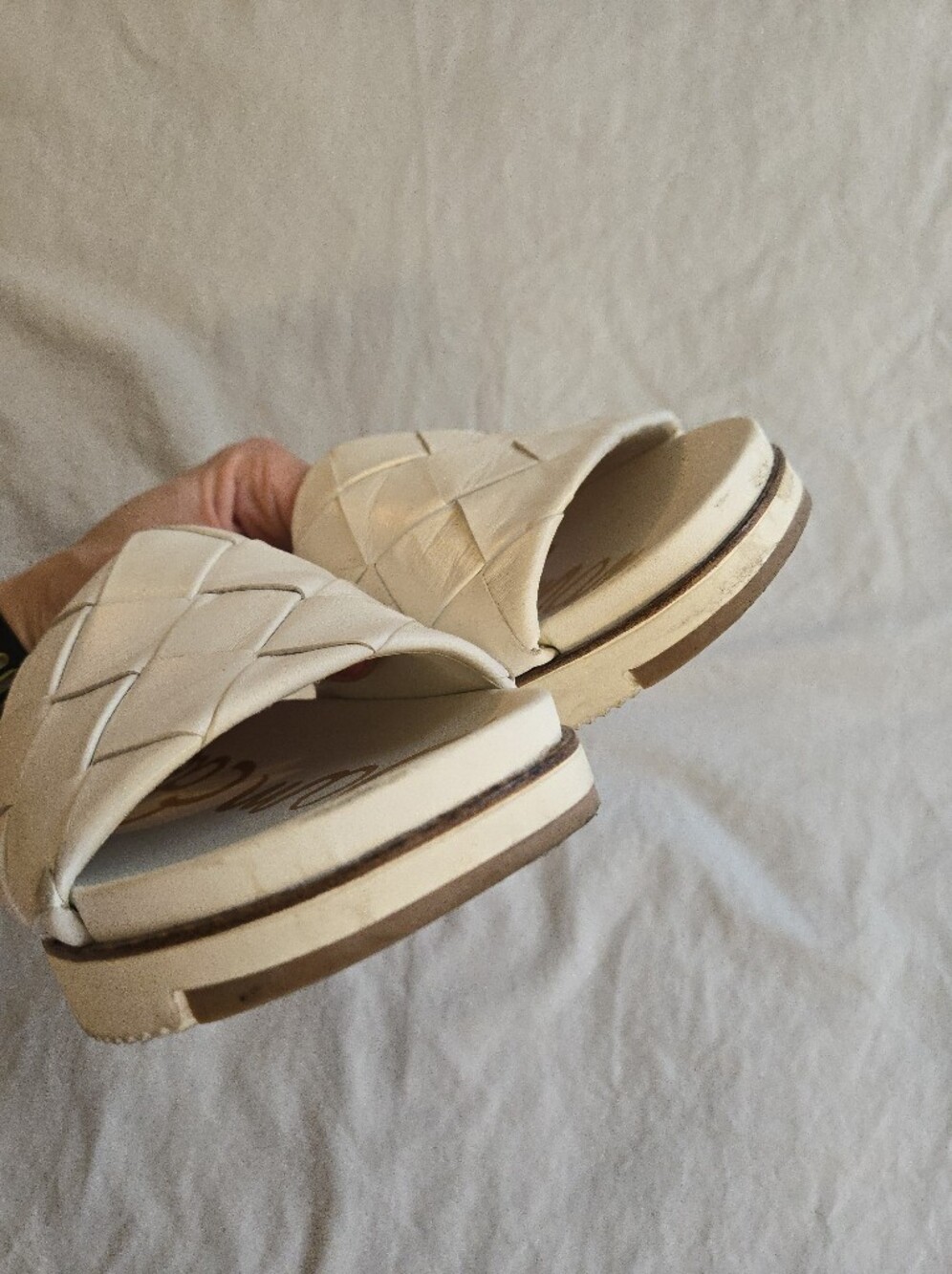 Sam Edelman Adaley Slide Sandal Ivory Woven Strap Open-Toe HAL3 - Picture 9 of 9